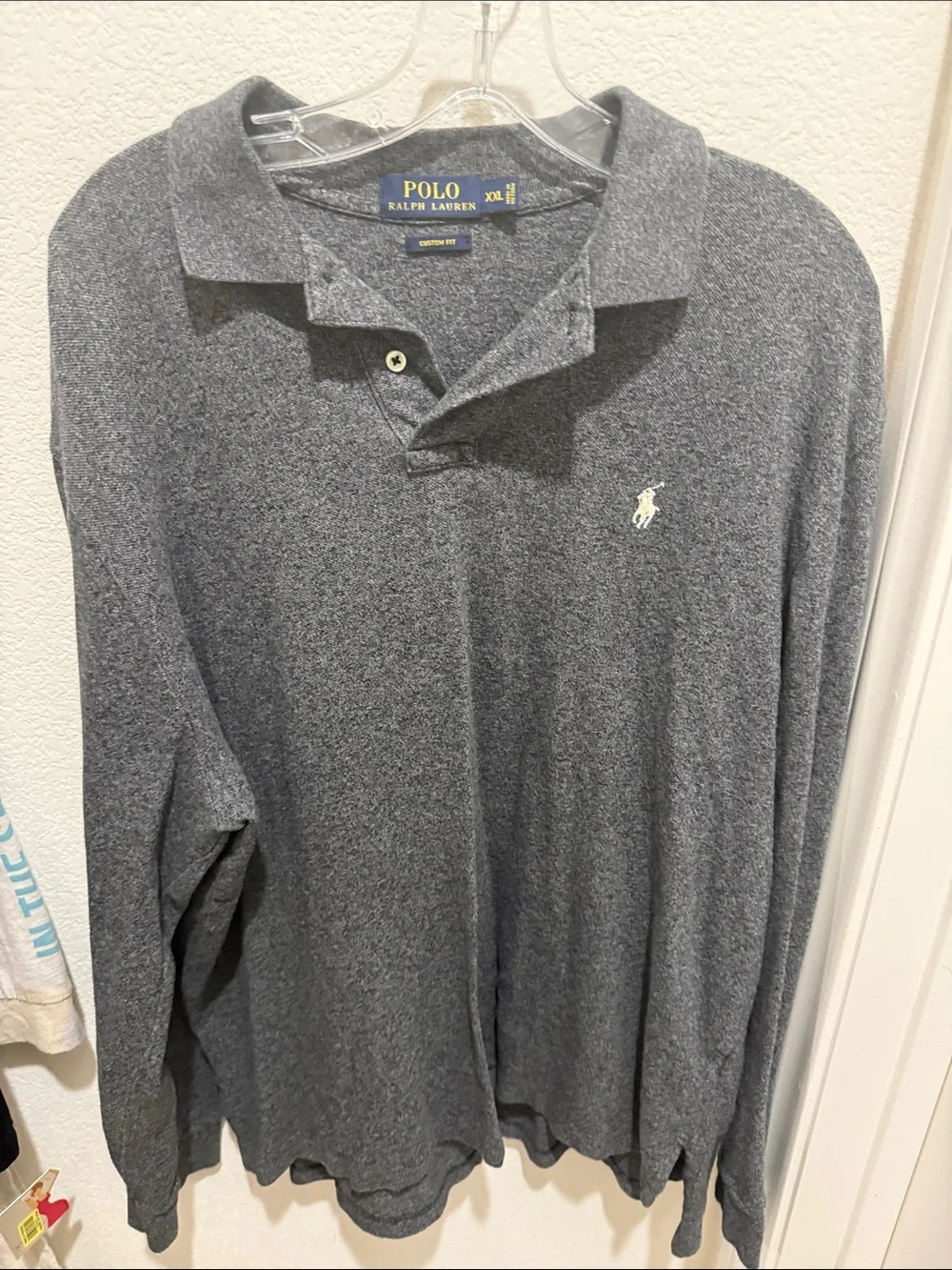 Polo by Ralph Lauren Heather Charcoal Long Sleeve Polo